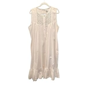 Vintage Charter Club Lace Trim Applique Nightgown Chemise Large Sleep Dress